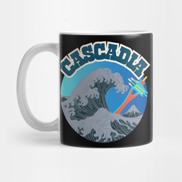 Cascadia. Retro Vintage Great Wave Noir Pacific Northwest Style by SwagOMart